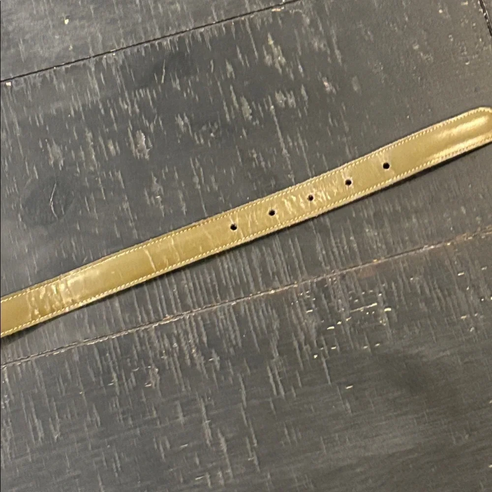 Vintage Anne Klein Olive Green Leather Gold Tone Women’s Belt Size Large